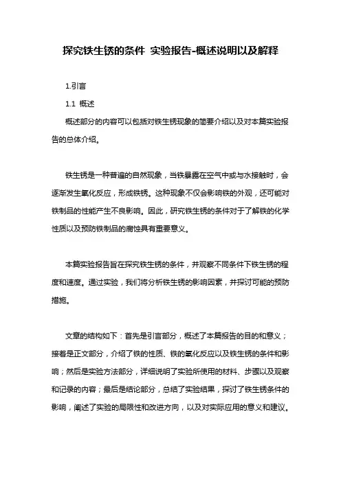 探究铁生锈的条件 实验报告