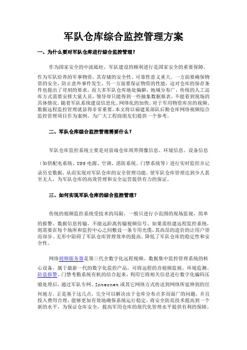 军队仓库综合监控管理方案介绍