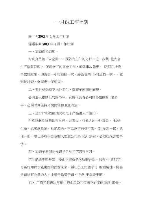一月份工作计划