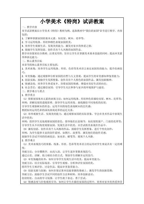 小学美术《特岗》试讲教案