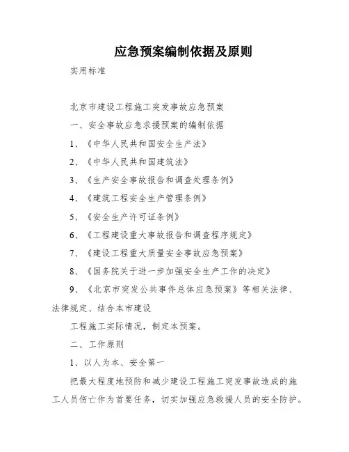应急预案编制依据及原则