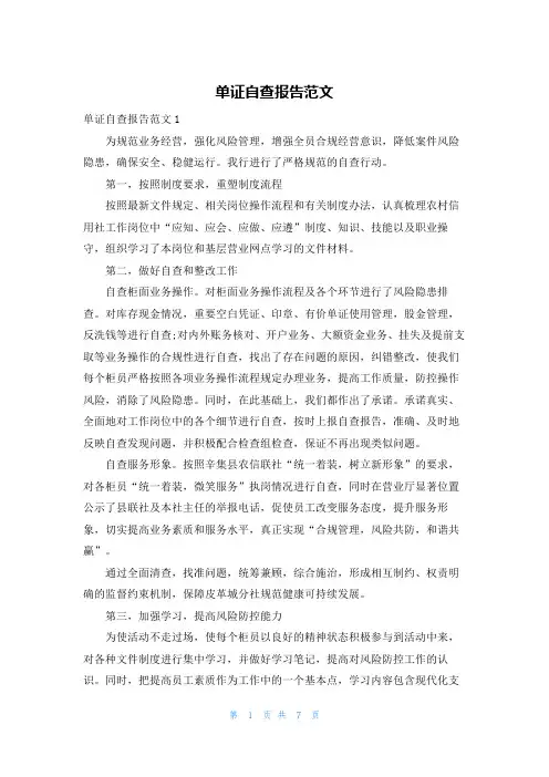 单证自查报告范文