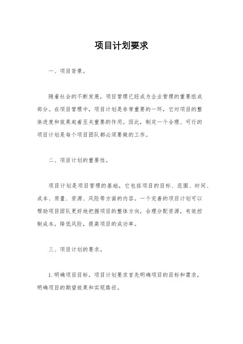 项目计划要求
