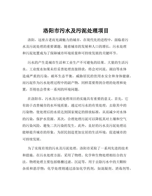 洛阳市污水及污泥处理项目
