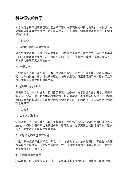 科学假说的例子