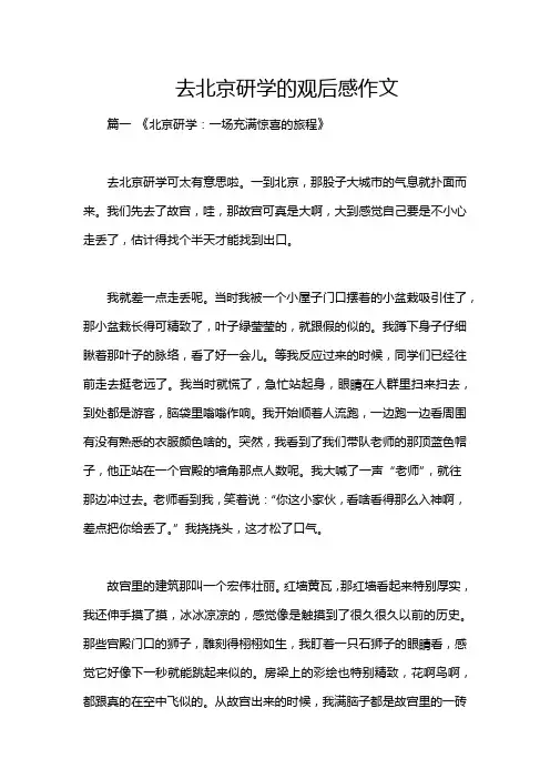 去北京研学的观后感作文