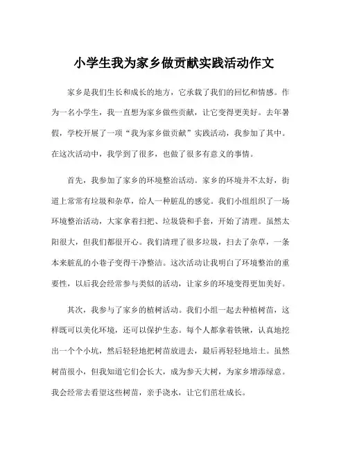 小学生我为家乡做贡献实践活动作文