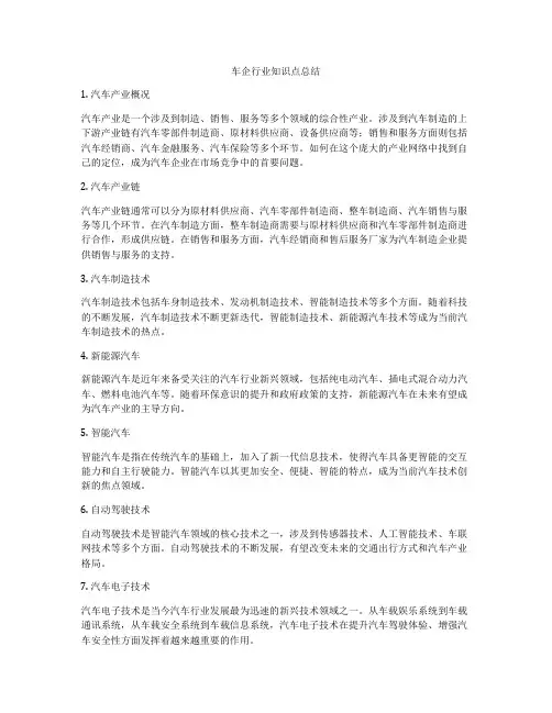 车企行业知识点总结