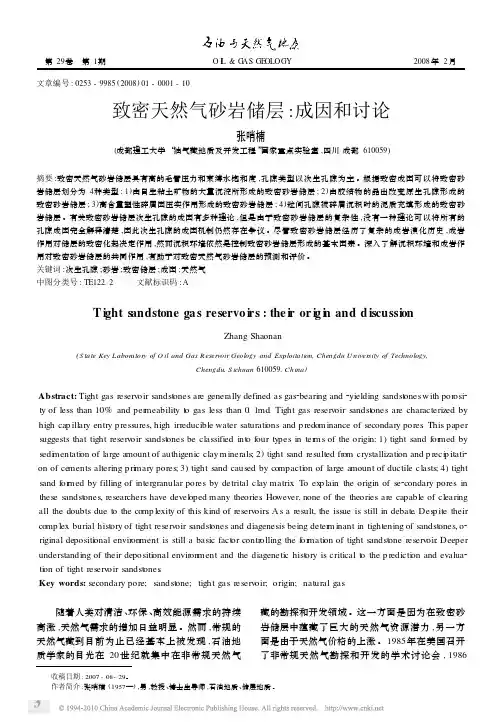致密天然气砂岩储层_成因和讨论
