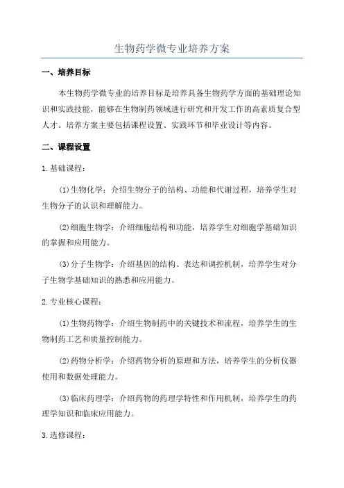 生物药学微专业培养方案