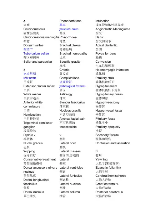 神经外科英文词汇汇总