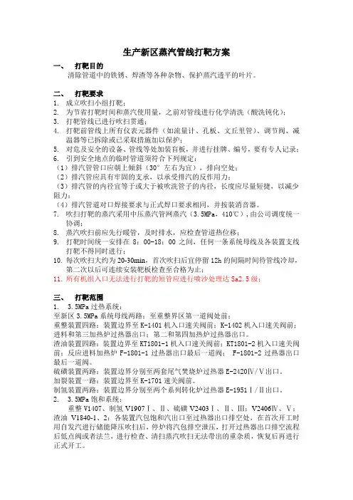 吹扫打靶要求(总方案)