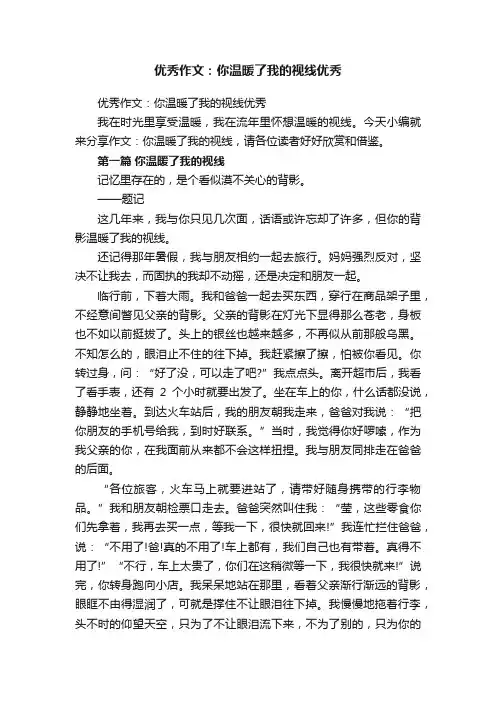 优秀作文：你温暖了我的视线优秀