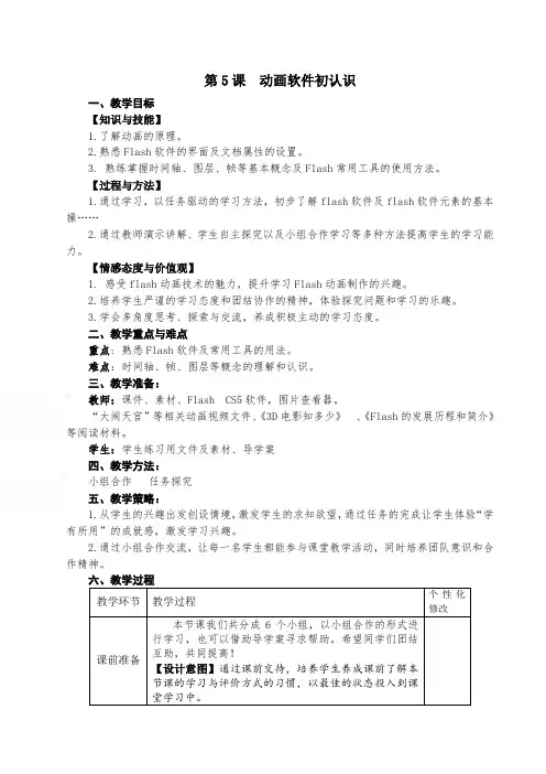 青岛版信息技术 第五册第5课  动画软件初认识
