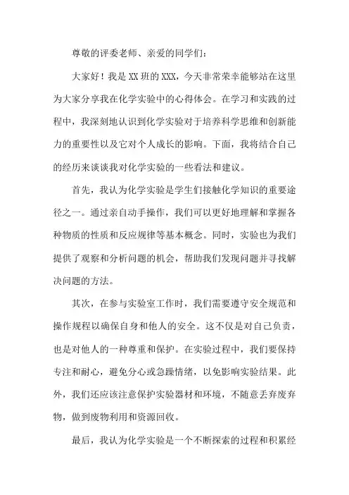 化学实验个人总结范文五