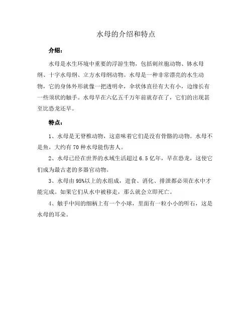 水母的介绍和特点