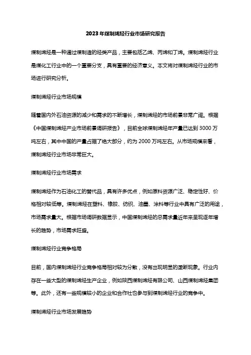 2023年煤制烯烃行业市场研究报告