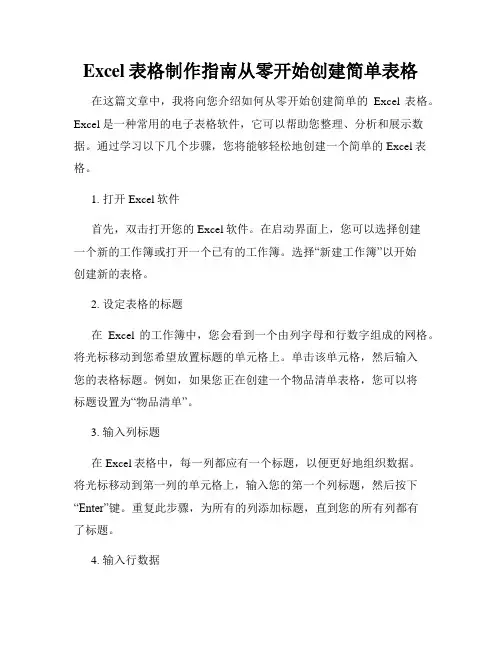 Excel表格制作指南从零开始创建简单表格