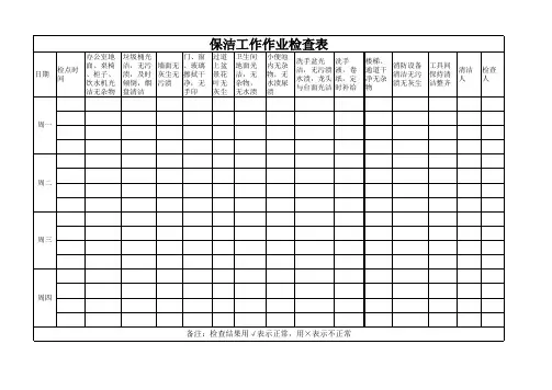 保洁工作作业检查表