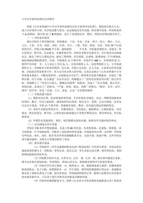 小学办学条件标准化自评报告