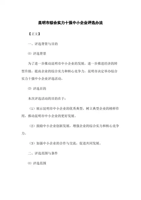 综合实力十强中小企业评选办法