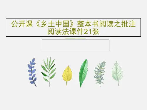 公开课《乡土中国》整本书阅读之批注阅读法课件21张23页PPT