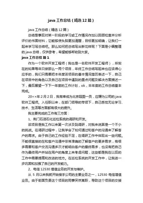 java工作总结（精选12篇）