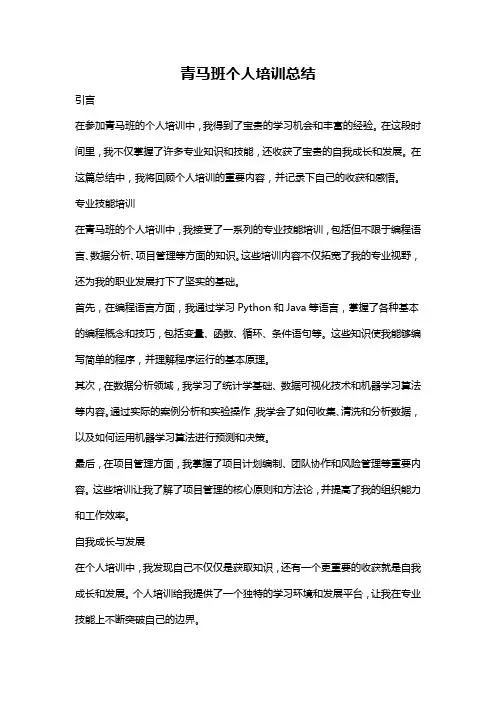 青马班个人培训总结