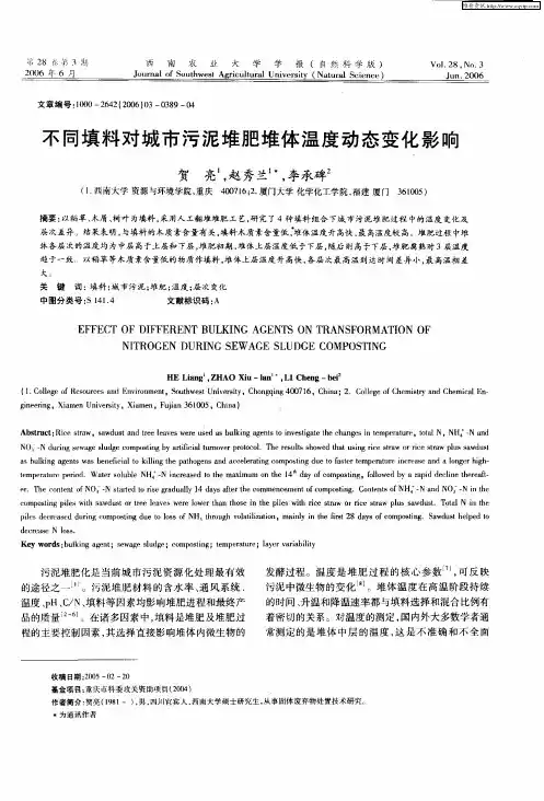 不同填料对城市污泥堆肥堆体温度动态变化影响
