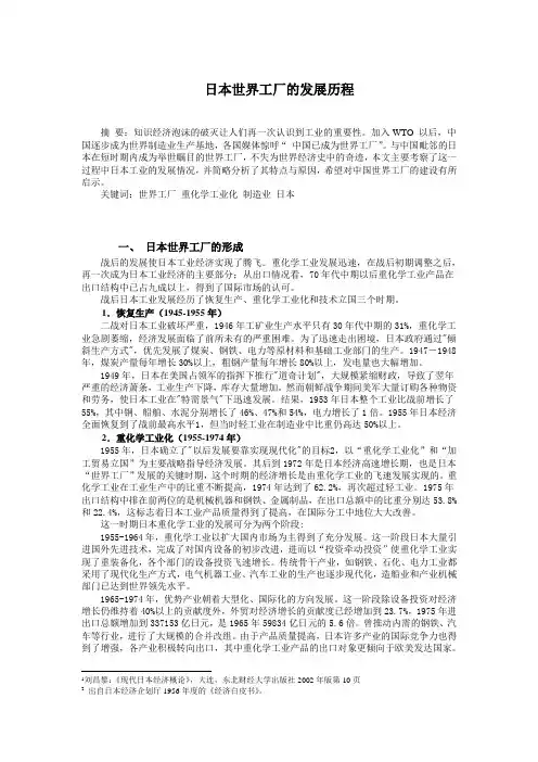 日本世界工厂的发展历程