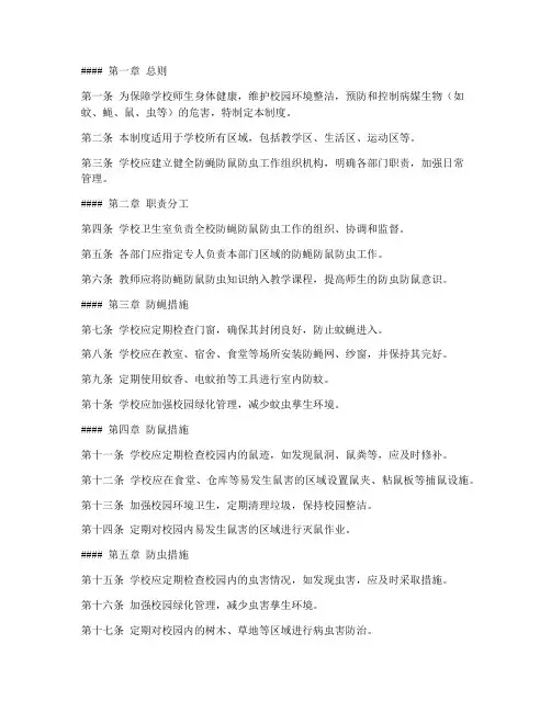 防蝇防鼠防虫管理制度学校