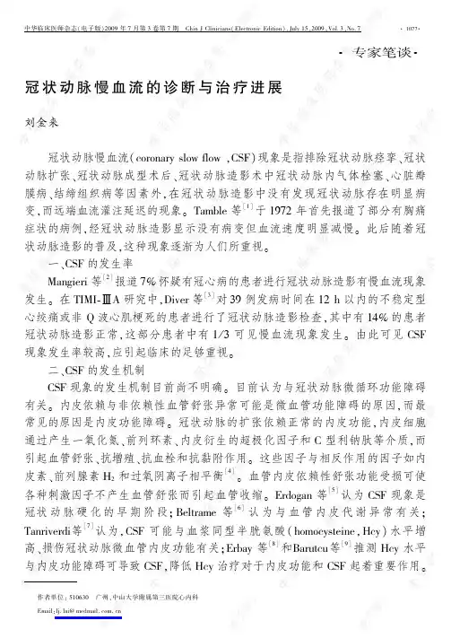 冠状动脉慢血流的诊断与治疗进展