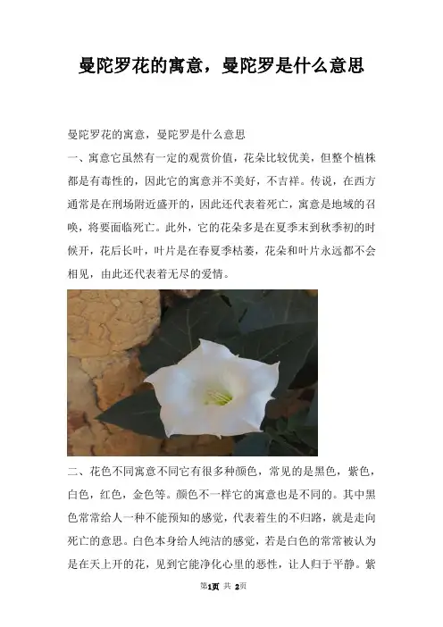 曼陀罗花的寓意，曼陀罗是什么意思
