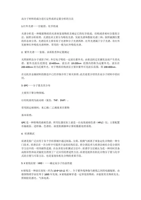 高分子材料的成分进行定性或者定量分析的方法
