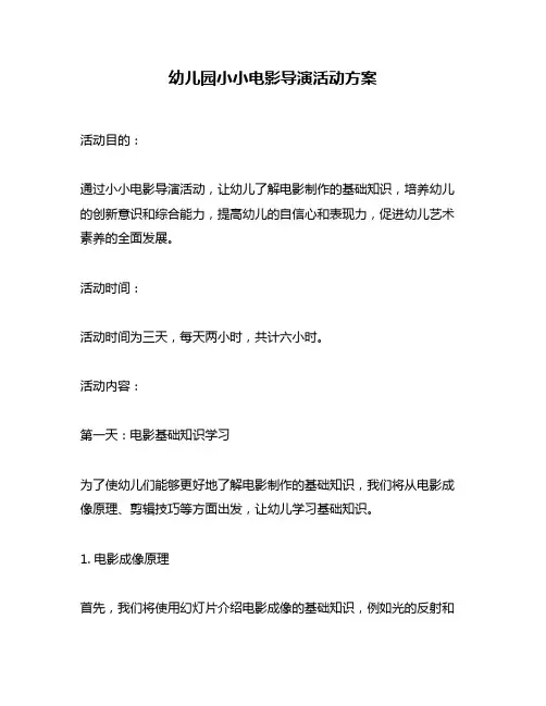 幼儿园小小电影导演活动方案