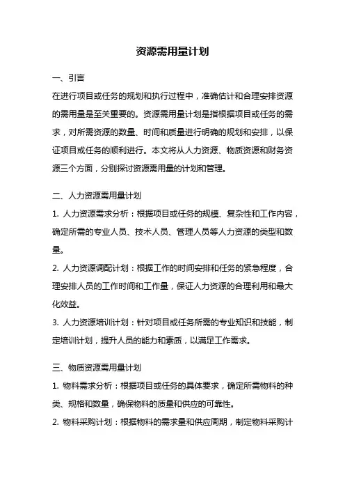 资源需用量计划