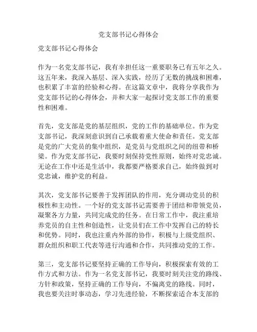 党支部书记心得体会