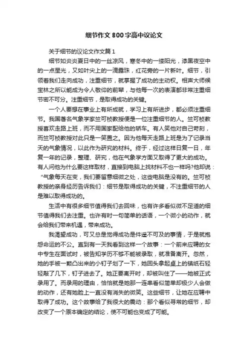 细节作文800字高中议论文
