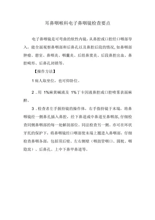 耳鼻咽喉科电子鼻咽镜检查要点