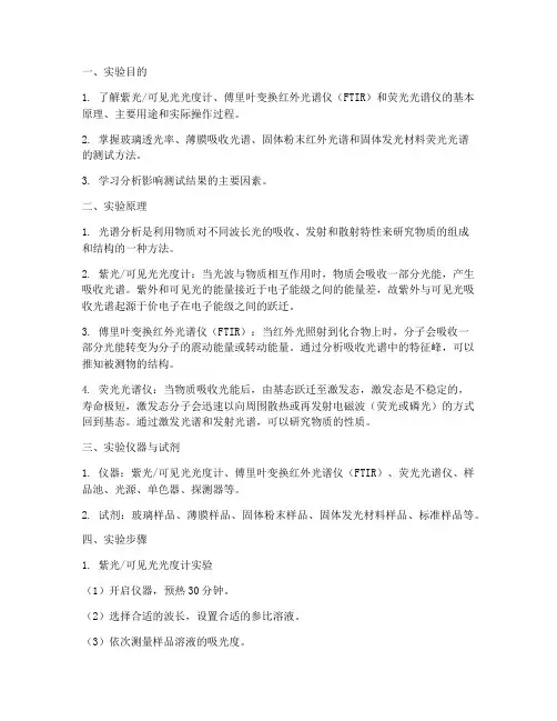 光谱分析实验报告