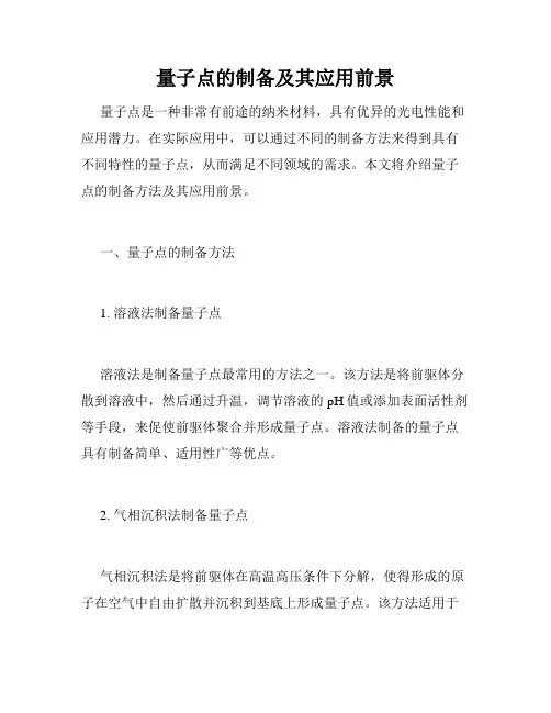 量子点的制备及其应用前景