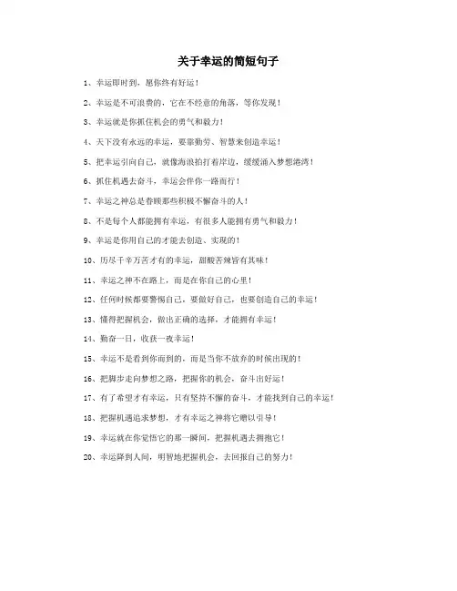 关于幸运的简短句子