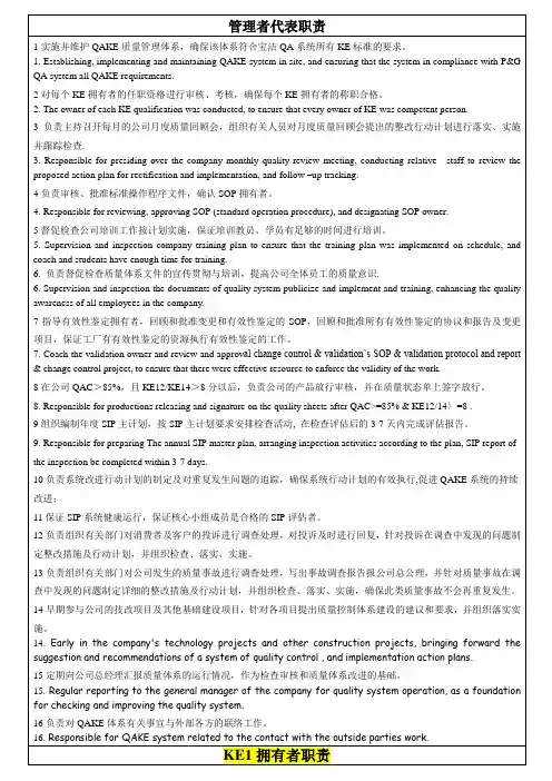 PG QAKE19系统 任职资格