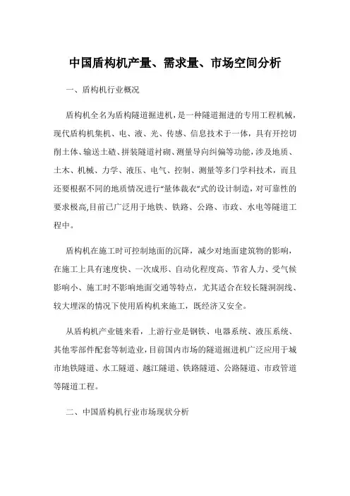 中国盾构机产量、需求量、市场空间分析
