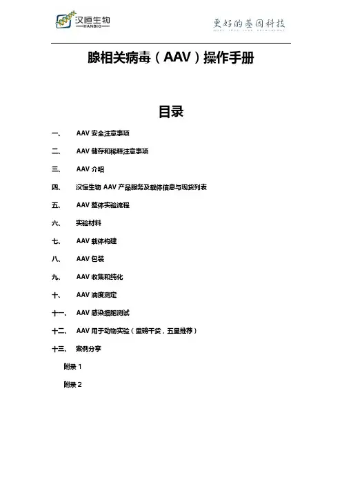 腺相关病毒包装操作手册