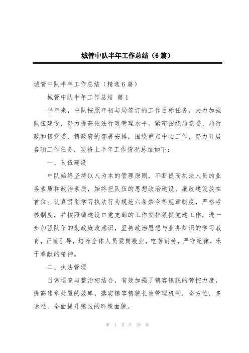 城管中队半年工作总结(6篇)