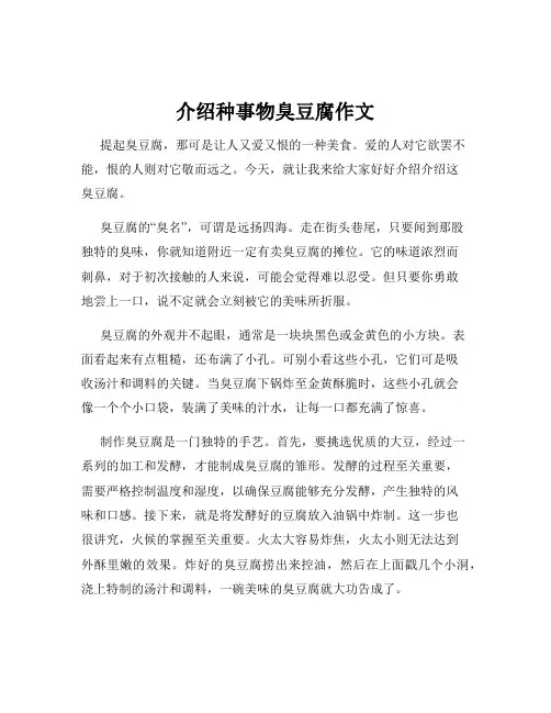 介绍种事物臭豆腐作文