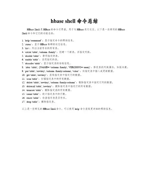 hbase shell命令总结