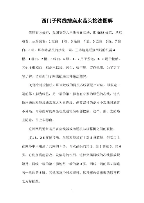 西门子网线插座水晶头接法图解