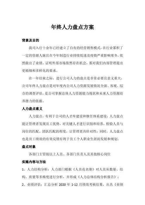 人力盘点方案